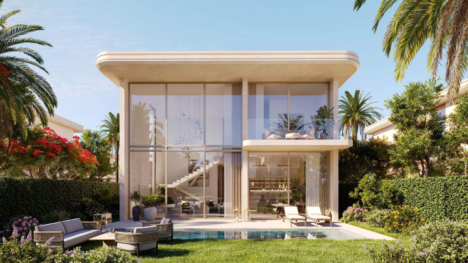 Sand-toned Mediterranean villa with private pool at Manchester City Yas Residences